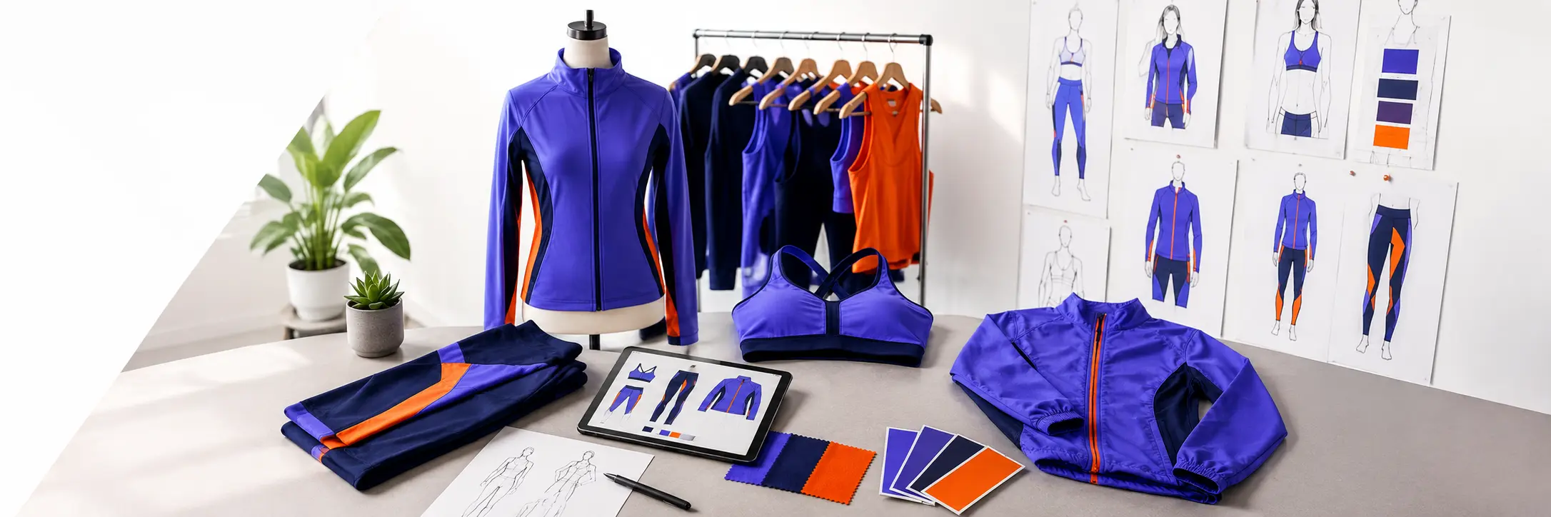 Custom activewear design and production planning.
